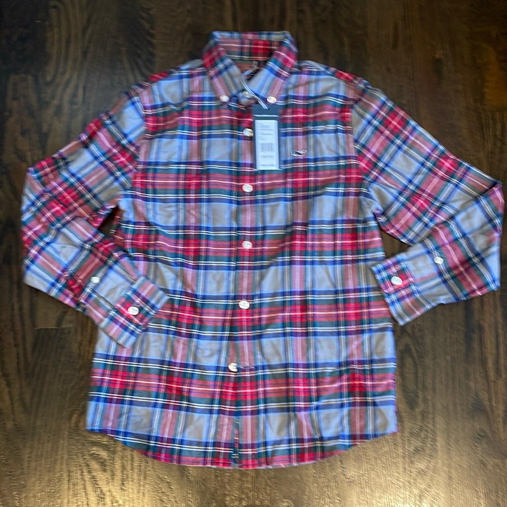 NWT Vineyard Vines Windsor Club Plaid Lighthouse Red  Size S (8-10) boys